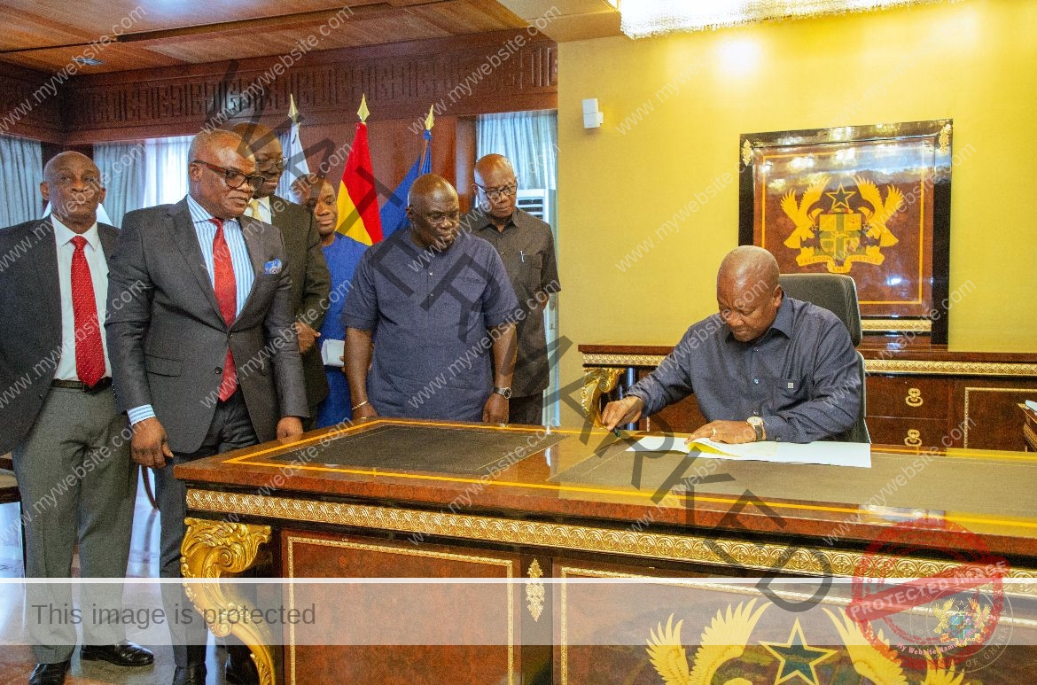 President John Dramani Mahama, giving assent to bills
